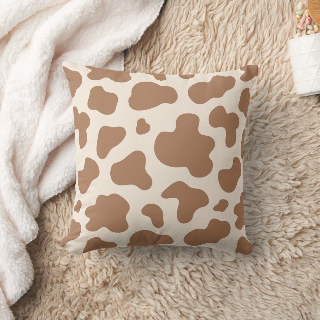 Almofada Boho Neutro Estampa de Vaca Ocidental Cowboy Bege  (Cobertor)