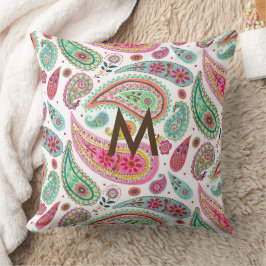 Almofada Boho Paisley Multicolor padrão feminino monograma