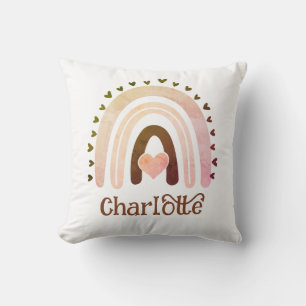 Almofada Boho Personalizado Aquarela Arco-Íris Nome Raparig