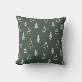 Almofada Boho Pine Trees Modern Winter Forest Dark Green