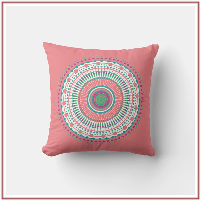 Almofada Boho Pink Pastel Mandala (Criador carregado)