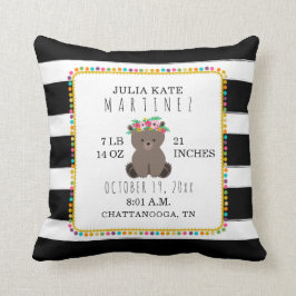 Almofada Boho Pompom Stripe Bear Baby Girl Stats