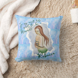 Almofada Boho Praia Sereia Azul Oceano Aquarela Personaliza
