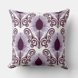 Almofada Boho Purple Jewel Tone Peacock Feather