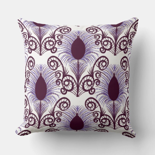 Almofada Boho Purple Jewel Tone Peacock Feather (Frente)