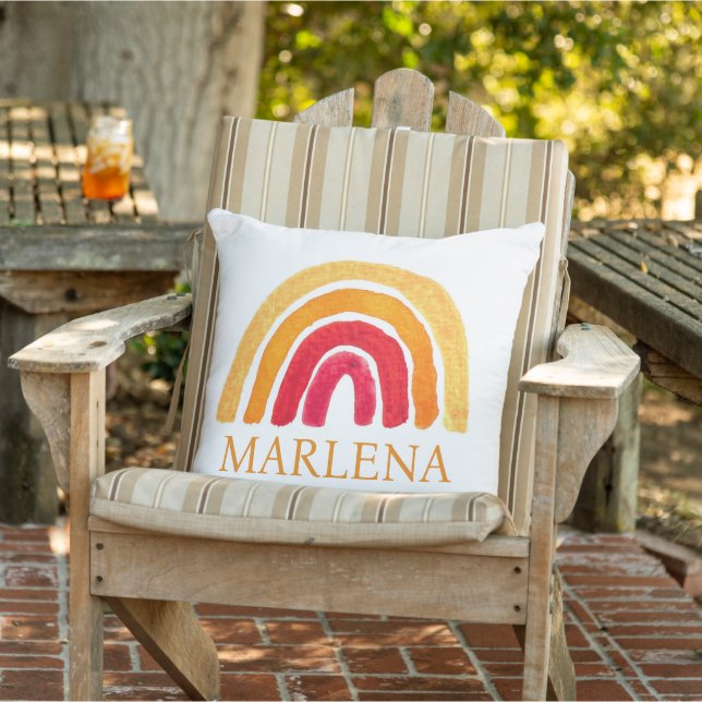 Almofada Boho Rainbow Bohemian Cor Natural Laranja (Cadeira)
