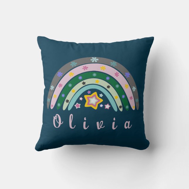 Almofada Boho Rainbow Trendy com Nome Personalizado (Verso)
