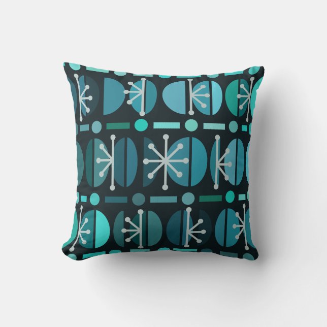 Almofada Boho Retro Bowls Lines Teal (Frente)