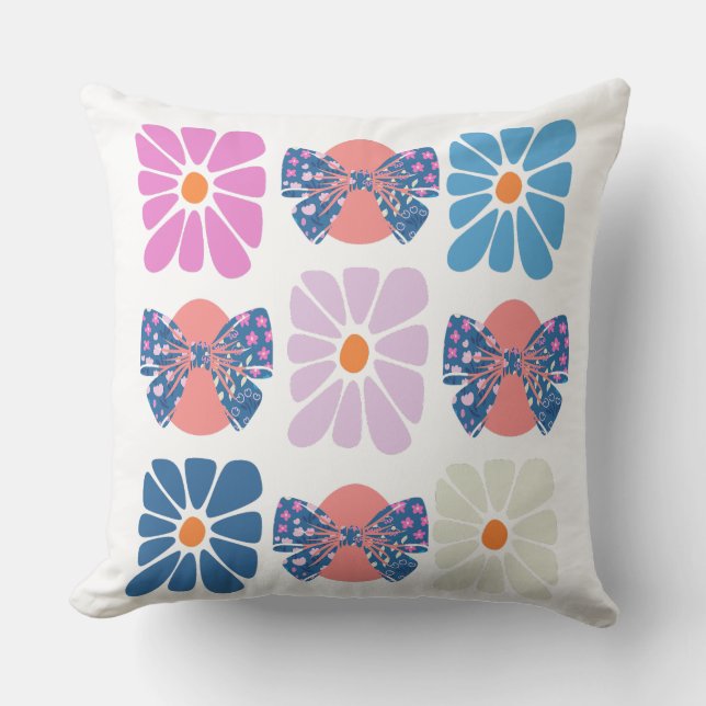 Almofada Boho retro floral simples páscoa (Frente)