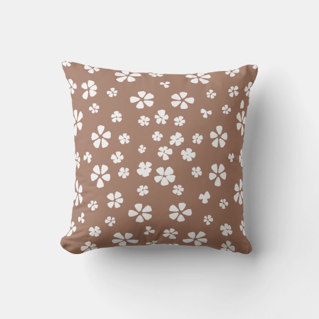 Almofada Boho retro girassol branco mocha castanho (Frente)