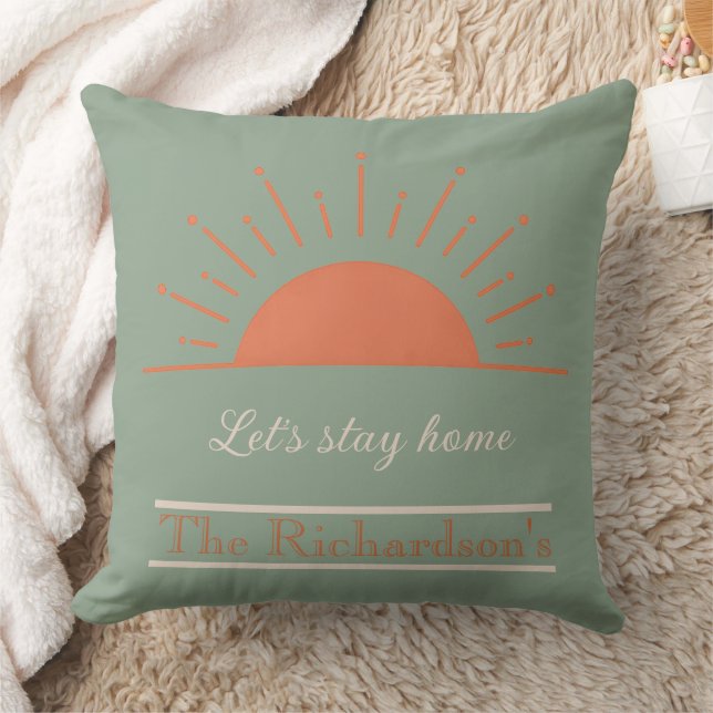 Almofada Boho Sage Let's Stay Home Pillow Sunrise Design  (Cobertor)