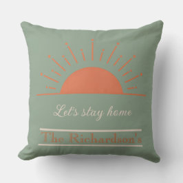 Almofada Boho Sage Let's Stay Home Pillow Sunrise Design