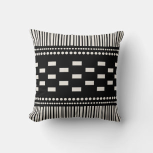 Almofada Boho Scandinavian Lines Dots Black White