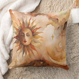 Almofada Boho Sol & Lua | Decoração Celestial Minimalista p