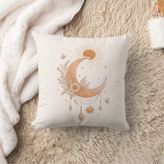 Almofada Boho Sun & Moon Floral Throw Pillow