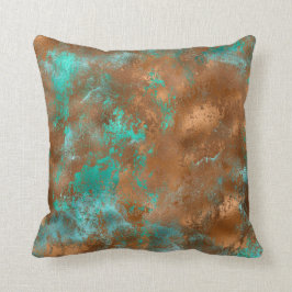 Almofada Boho Teal Copper Grunge