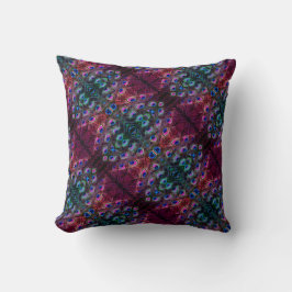 Almofada Boho Teal e Burgundy Peacock Kaleidoscope