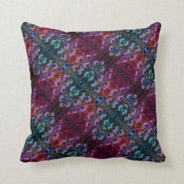 Almofada Boho Teal e Burgundy Peacock Kaleidoscope