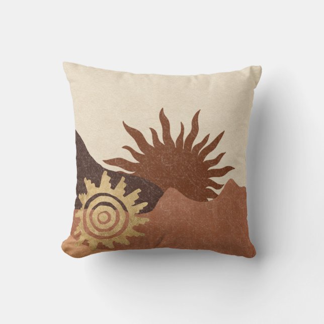 Almofada Boho Terracotta Desert Sun Travesseiro decorativo (Frente)