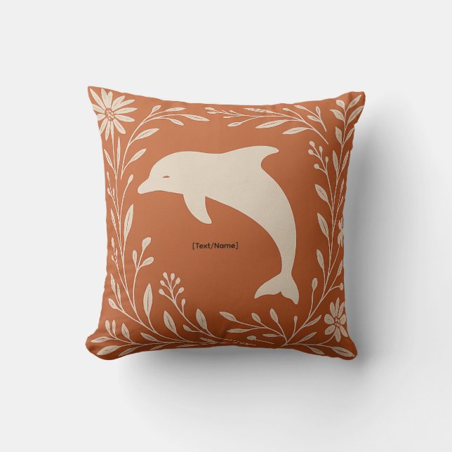 Almofada Boho Terracotta Dolphin Pillow | Add Text/Name (Frente)