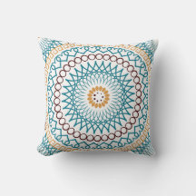 Boho Travesseiro decorativo Brown Teal Dourado