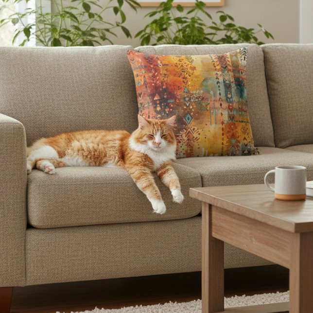 Almofada Boho Tribal Abstract Ethnic Pattern (Criador carregado)