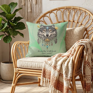 Almofada Boho Verde Salvia Personalizada com Espír