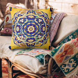 Almofada Boho Vintage Travesseiro decorativo Floral Azul E 