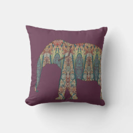 Almofada BOHO Vintage Tribal Paisley Purple Blue Elephing