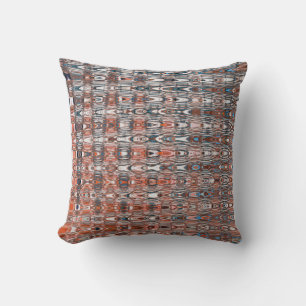 Almofada Boho Zigzag Millefiori Laranja Marinho Abstrato Az