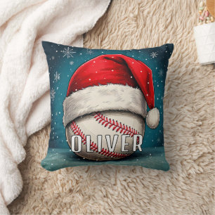 Almofada Bola de Baseball com Flocos de Neve Santa Hat