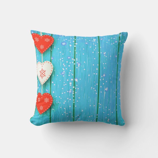 Almofada Bola de Fundo de Madeira Decorativa Feliz Natal (Frente)