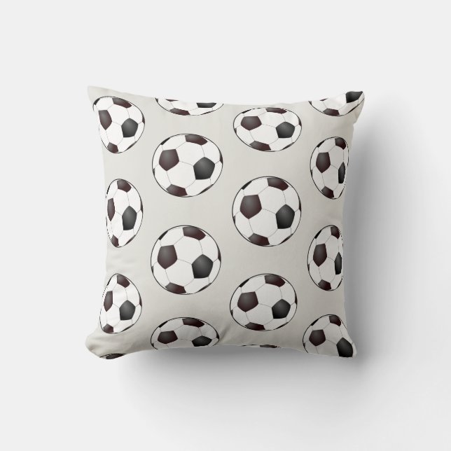 Almofada Bola de Futebol de Futebol Preto e Branco (Frente)