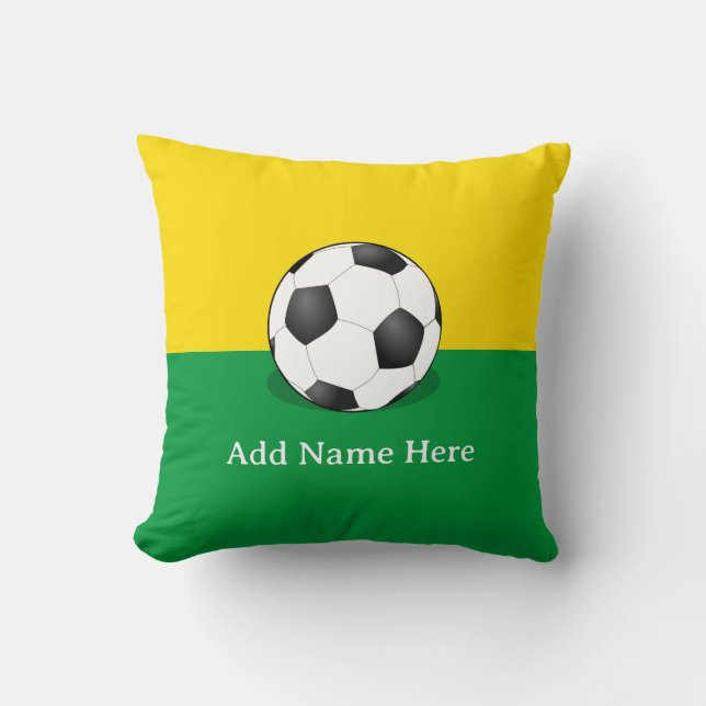 Almofada Bola de Futebol em Fundo Amarelo e Verde (Frente)