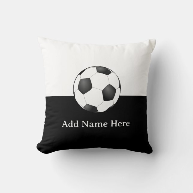 Almofada Bola de Futebol em Fundo Preto e Branco (Frente)