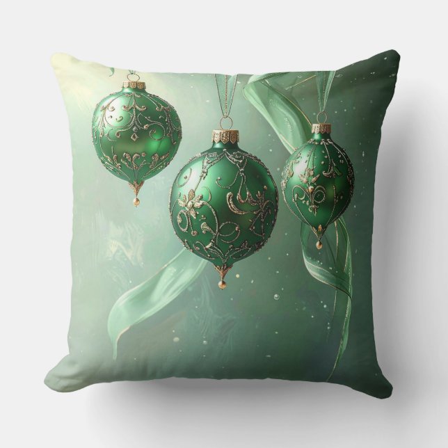 Almofada Bola Verde de Natal Feriado (Frente)