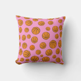 Almofada Bolas de Basquete em Fundo Rosa