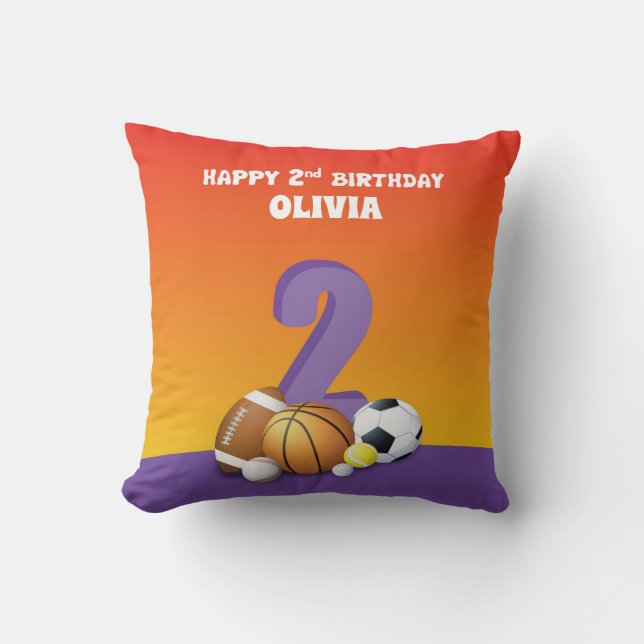 Almofada Bolas de esportes para segundos aniversários de ga (Frente)