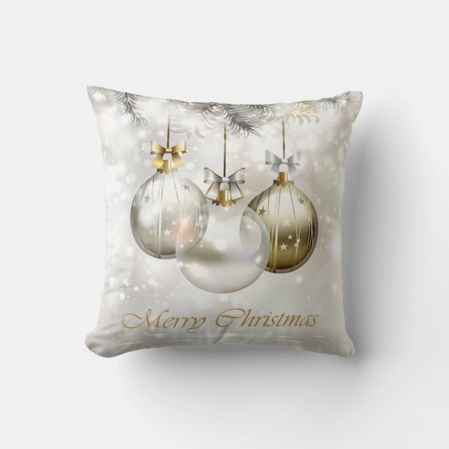Almofada Bolas e Arcos de Natal de Ouro (Frente)