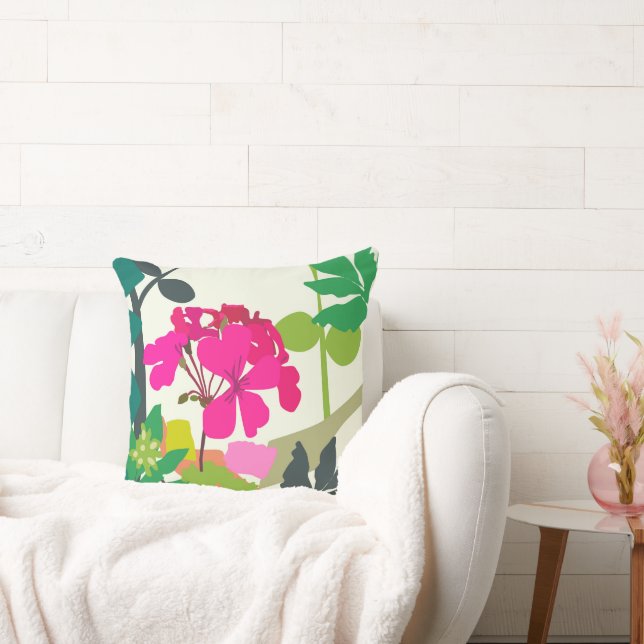 Almofada Bold Blooming Geraniums Florist Modern (Sofá)
