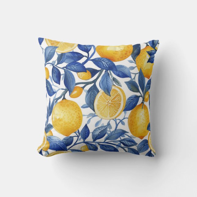 Almofada Bold Blue Italiano Positano Lemon (Frente)