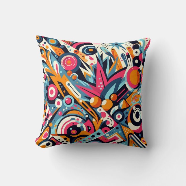 Almofada Bold Geometric Energy – Colorful Abstract Throw  (Frente)