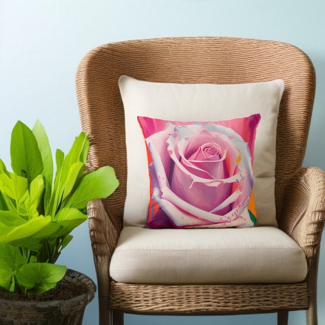 Almofada Bold Modern Bohemian Floral Rosa Artsy (Criador carregado)