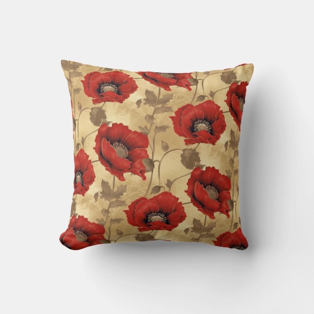 Almofada Bold Red Poppy Chiyogami (Frente)