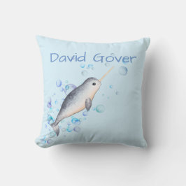 Almofada Bolhas coloridas bonitas Oceano Menino Narwhal