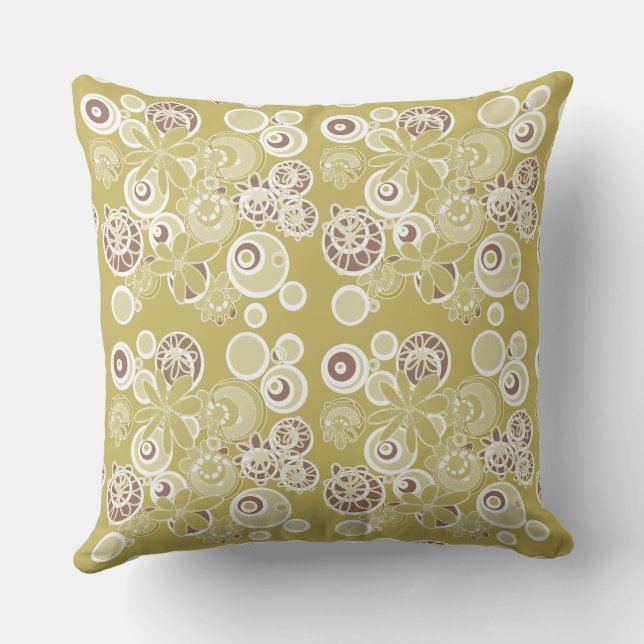 Almofada Bolhas Florais De Mazipoodles - Castanho Branco Ol (Verso)