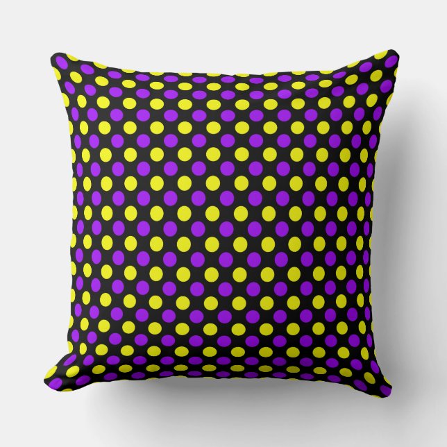 Almofada Bolinhas Amarelo Púrpura Personalizada - Travessei (Frente)
