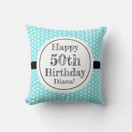 Almofada Bolinhas Azuis E Brancas 50º Aniversário