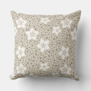 Almofada Bolinhas bege com estrelas e flores