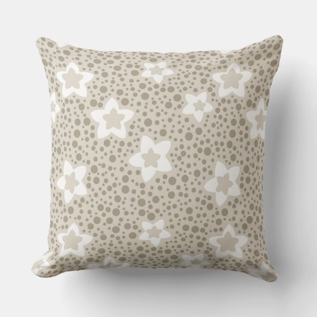 Almofada Bolinhas bege com estrelas e flores (Frente)
